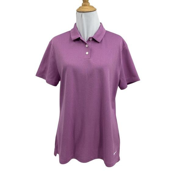 Nike Polo Shirt Womens L Large Crocus Dri Fit Victory Golf Standard Fit Collar - Picture 1 of 11